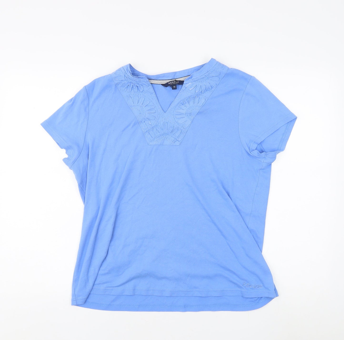 Womens UK Size 18 Maine New England Blue Basic T-Shirt