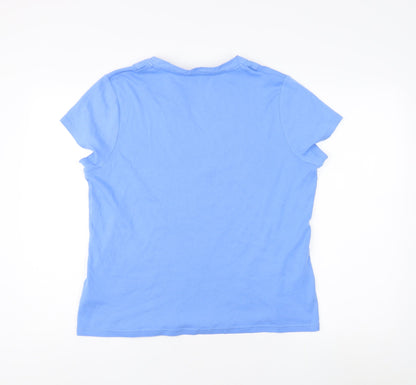 Womens UK Size 18 Maine New England Blue Basic T-Shirt