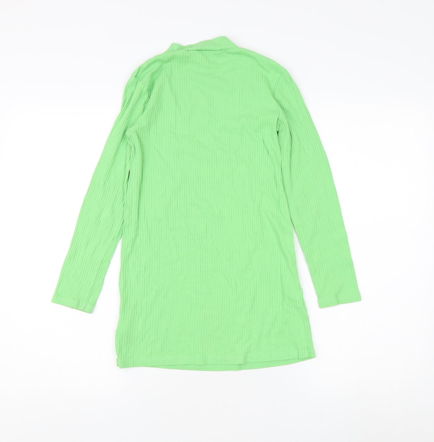 H&M Girls Green High Neck Long Sleeve Dress 10-12Y
