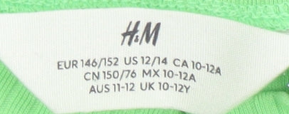 H&M Girls Green High Neck Long Sleeve Dress 10-12Y