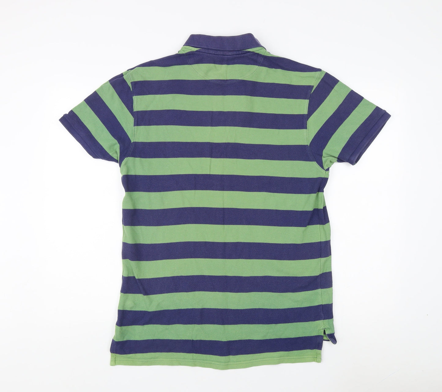 Charles Tyrwhitt Men's Green Striped Polo Shirt - Large