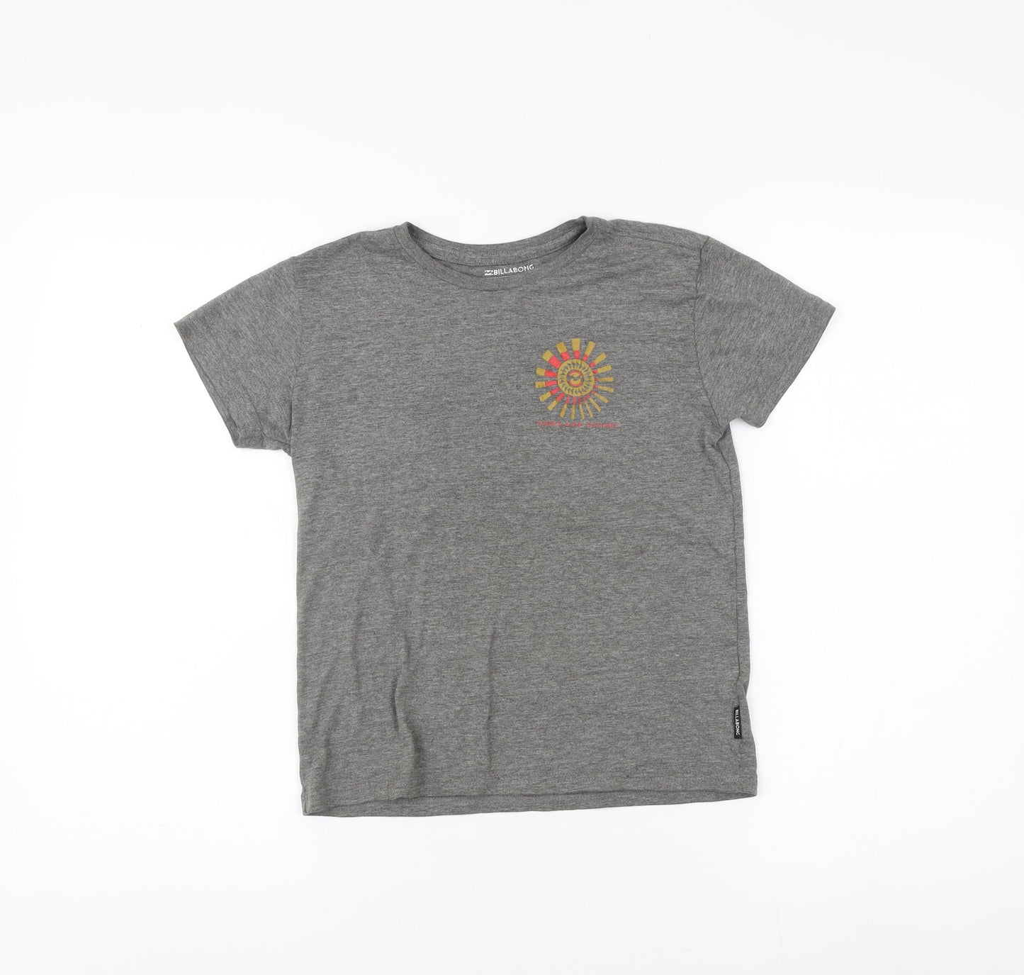Billabong Girls Grey Graphic T-Shirt Size 7-8 Years