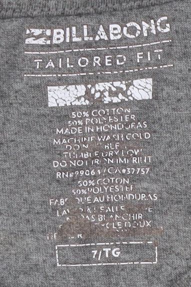 Billabong Girls Grey Graphic T-Shirt Size 7-8 Years
