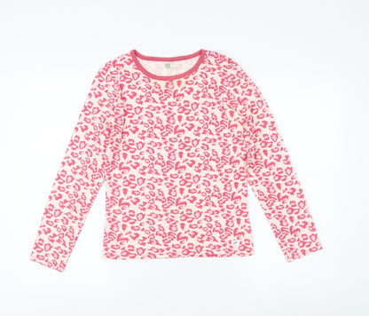 Gap Women's Pink Animal Print Long Sleeve T-Shirt
