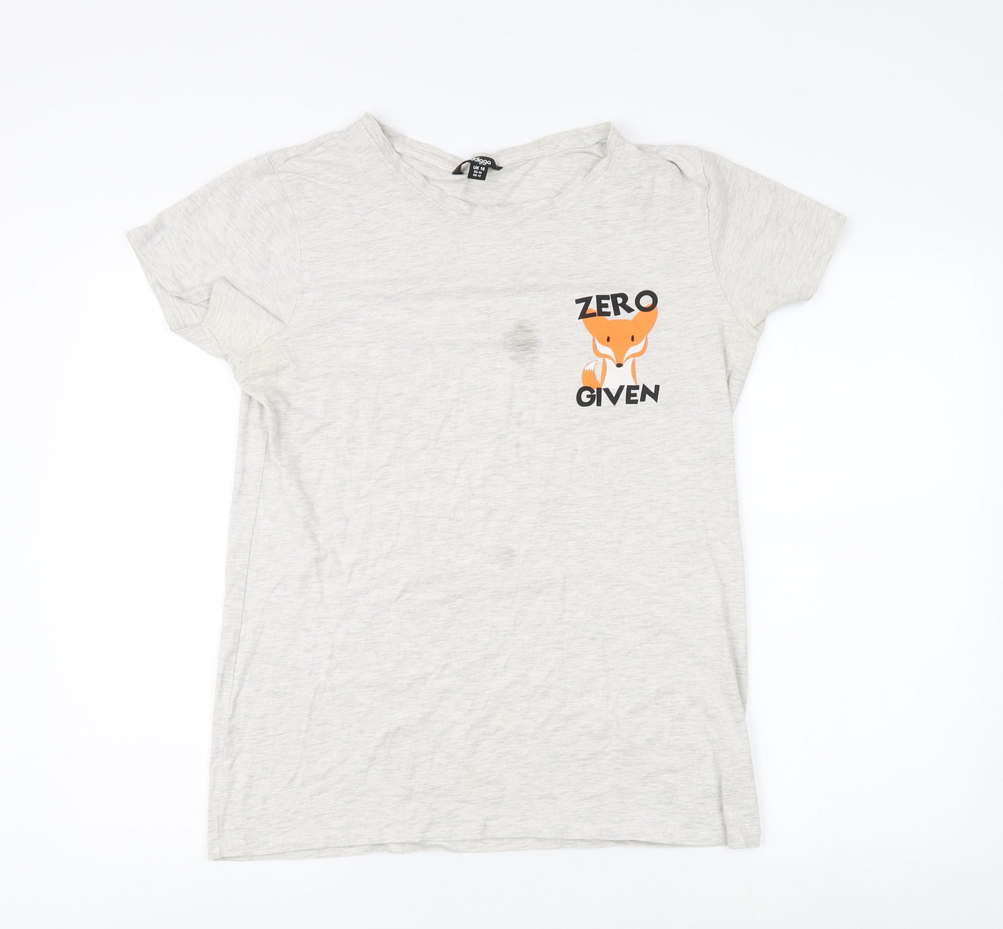 Golddigga Women's Grey Graphic T-Shirt Size 16