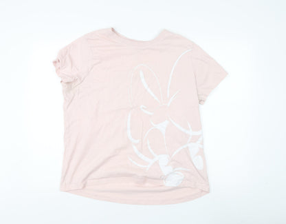 Womens UK Size XL Disney Pink Basic T-Shirt