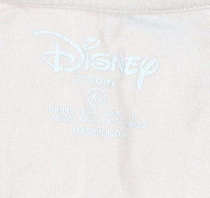Womens UK Size XL Disney Pink Basic T-Shirt