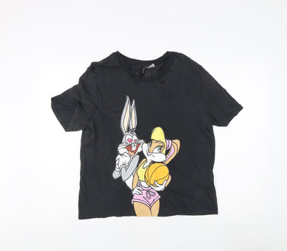 Unisex Adults UK Size M H&M Black Basic T-Shirt