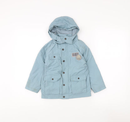 Stylish Girls Blue Parka Coat with Hood Size 4 Years