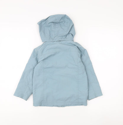 Stylish Girls Blue Parka Coat with Hood Size 4 Years