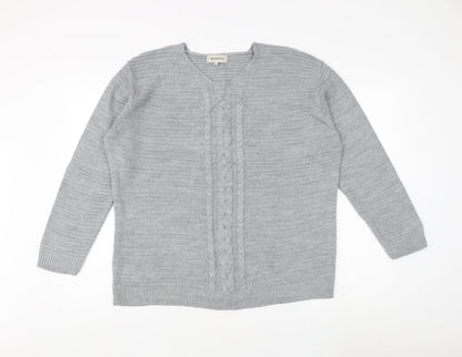 Womens UK Size L BASSINI Grey Cardigan Jumper