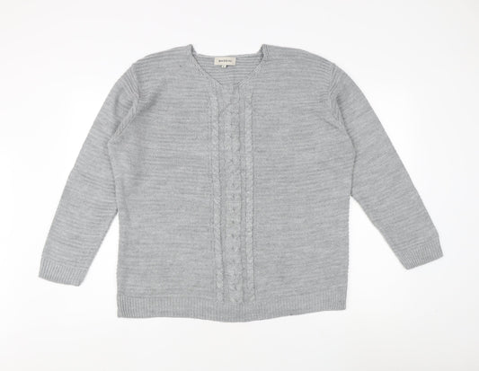 Bassini Women's Grey Cardigan Jumper Size L - Acrylic Knit