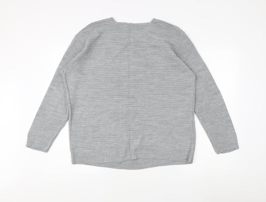 Bassini Women's Grey Cardigan Jumper Size L - Acrylic Knit