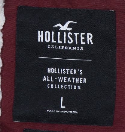 Mens UK Size L Hollister Red Parka Coat