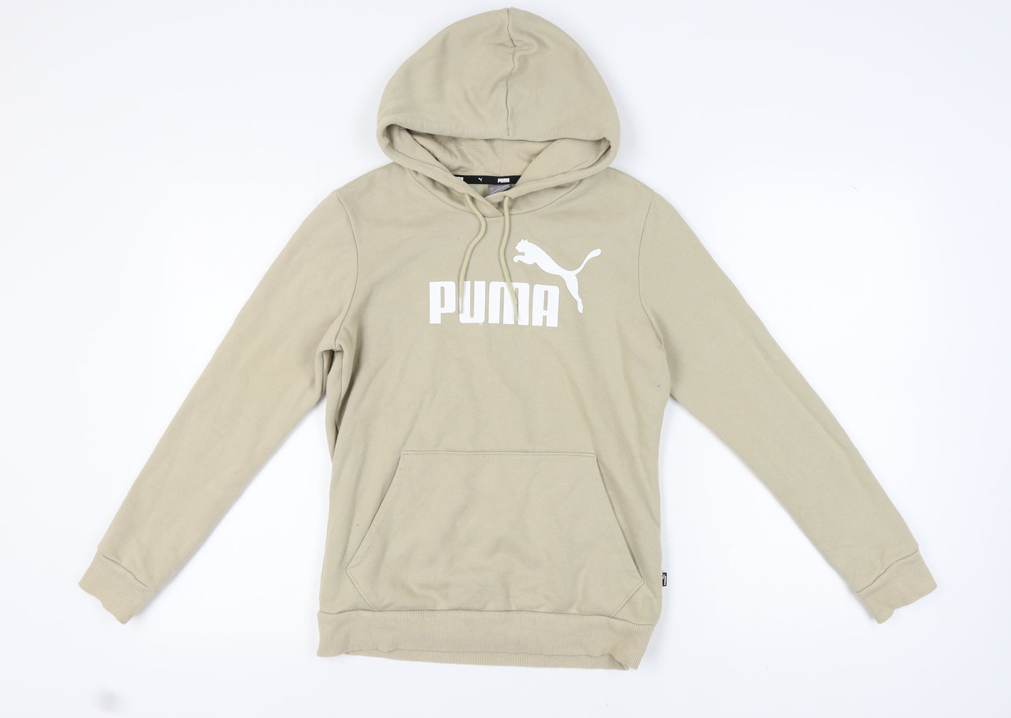 Puma Unisex Beige S Hoodie, Logo Accent