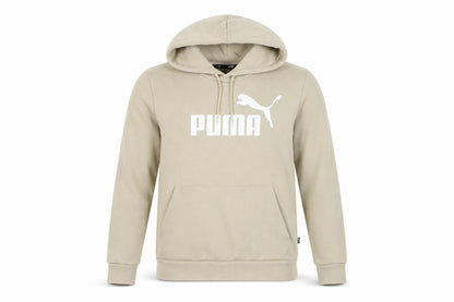 Front view of Puma unisex beige s hoodie, logo accent