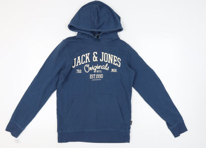 Mens UK Size M JACK & JONES Blue Pullover Hoodie