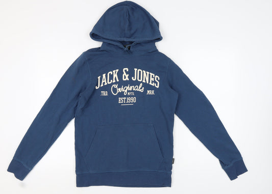 Mens UK Size M JACK & JONES Blue Pullover Hoodie