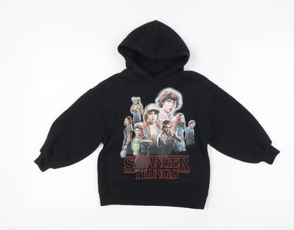 Zara Girls Stranger Things Black Pullover Hoodie, Size 6-7 Years
