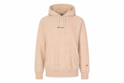 Front view of Champion Beige Pullover Hoodie Medium unisex