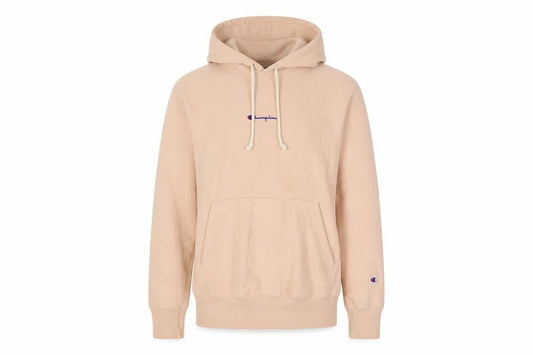 Front view of Champion Beige Pullover Hoodie Medium unisex