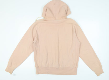 Champion Beige Pullover Hoodie Medium Unisex
