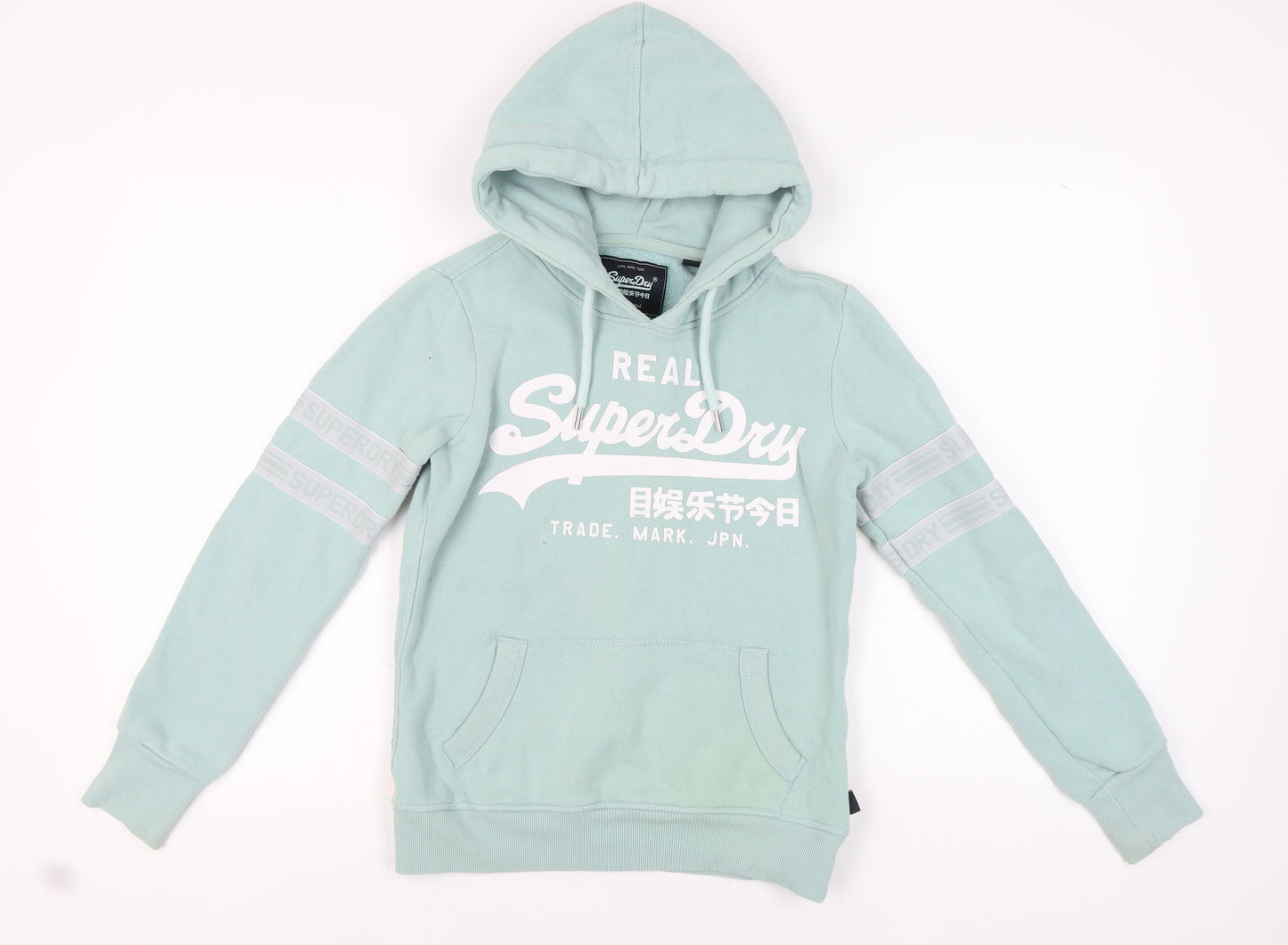 Superdry Women’s Green Hoodie Size 8 Pullover Fleece