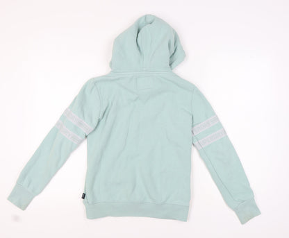 Superdry Women’s Green Hoodie Size 8 Pullover Fleece