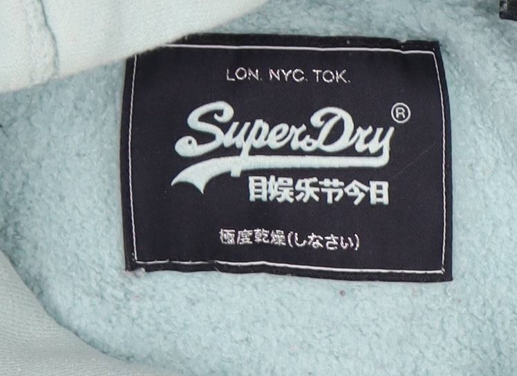 Superdry Women’s Green Hoodie Size 8 Pullover Fleece