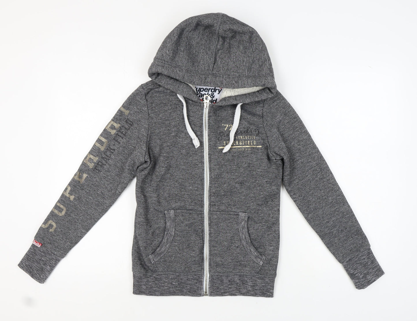 Superdry Women's Grey Full Zip Hoodie Size 10