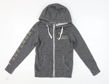 Superdry Women's Grey Full Zip Hoodie Size 10