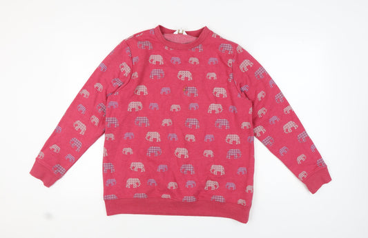 Cotton Traders Women's Red Elephant Print Sweatshirt Size 16