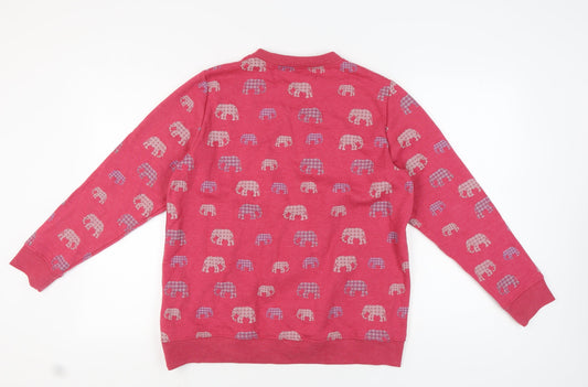Cotton Traders Women's Red Elephant Print Sweatshirt Size 16