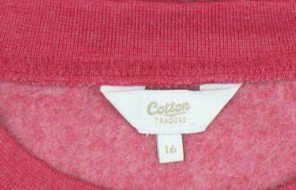 Cotton Traders Women's Red Elephant Print Sweatshirt Size 16