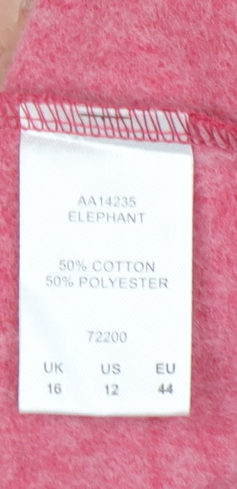 Cotton Traders Women's Red Elephant Print Sweatshirt Size 16