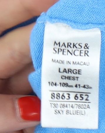 Marks & Spencer Men's Blue V-Neck Pullover Jumper L