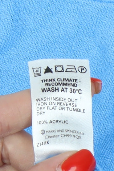 Marks & Spencer Men's Blue V-Neck Pullover Jumper L