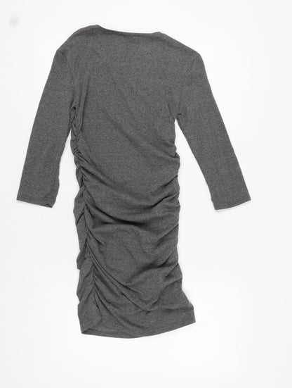 Stradivarius Women's Grey Ruched Dress Size 12