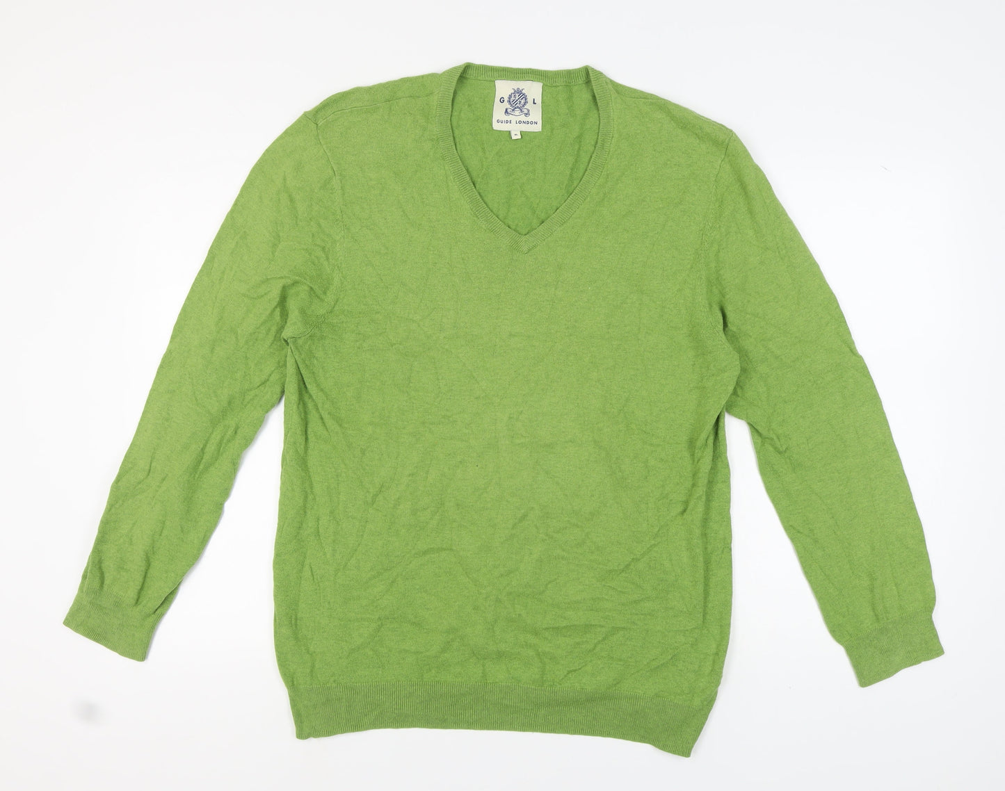 Guide London Men's Green XL V-Neck Pullover Jumper