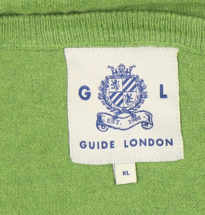 Guide London Men's Green XL V-Neck Pullover Jumper