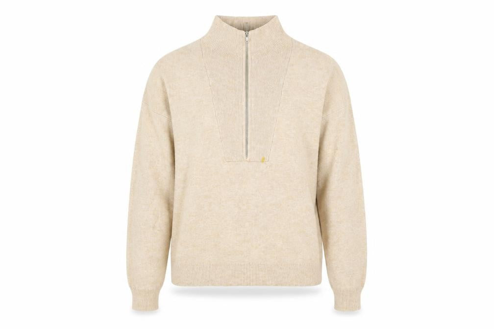 Womens UK Size 8 Stradivarius Beige 1/2 Zip Jumper
