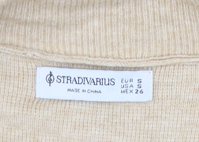 Womens UK Size 8 Stradivarius Beige 1/2 Zip Jumper