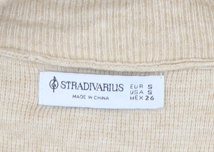 Womens UK Size 8 Stradivarius Beige 1/2 Zip Jumper