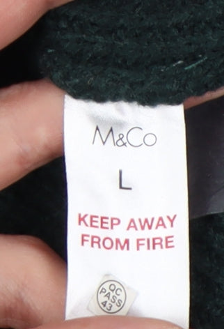 M&Co Men's Green Henley Jumper, Size L, Acrylic Wool Blend