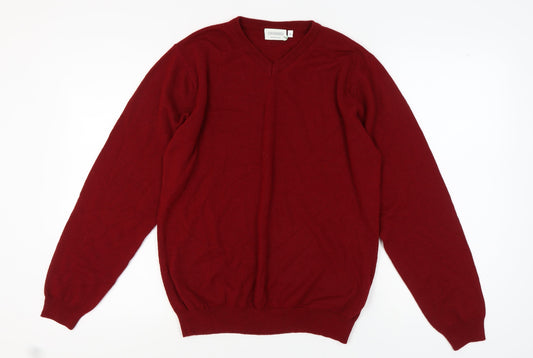 Canda Men's Red V-Neck Pullover Jumper Medium
