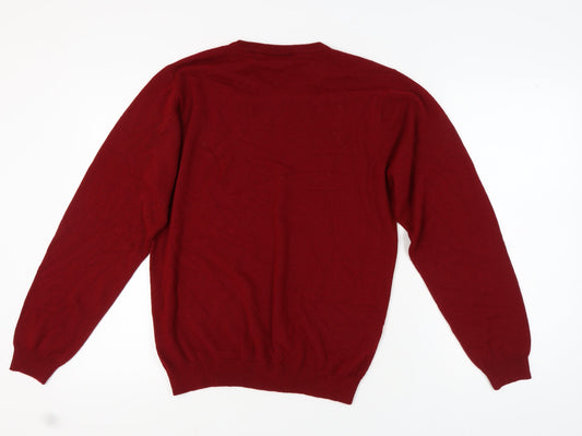 Canda Men's Red V-Neck Pullover Jumper Medium