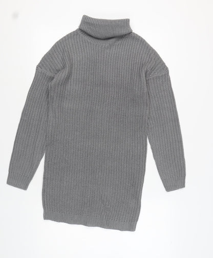 AX Paris Women's Grey Knit Roll Neck Dress S/M