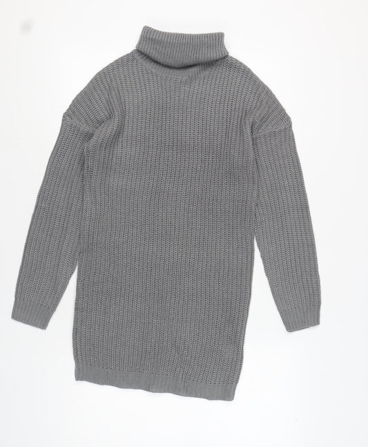 AX Paris Women's Grey Knit Roll Neck Dress S/M