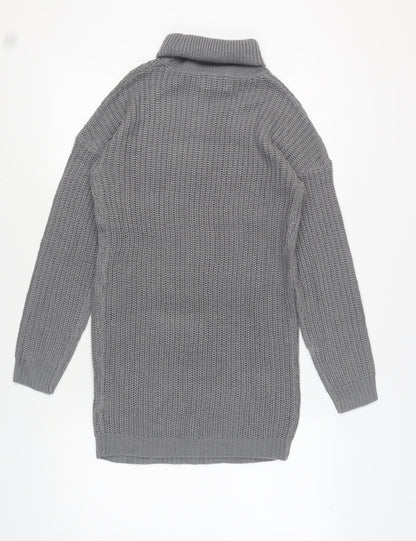 AX Paris Women's Grey Knit Roll Neck Dress S/M