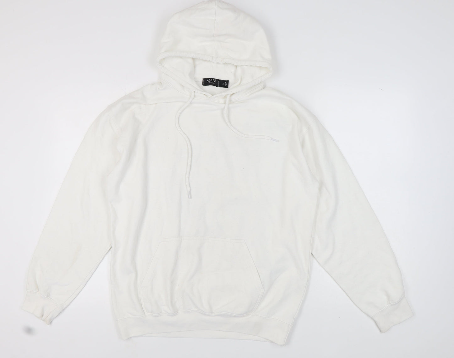bohooMAN Men's White Dragon Graphic Hoodie M